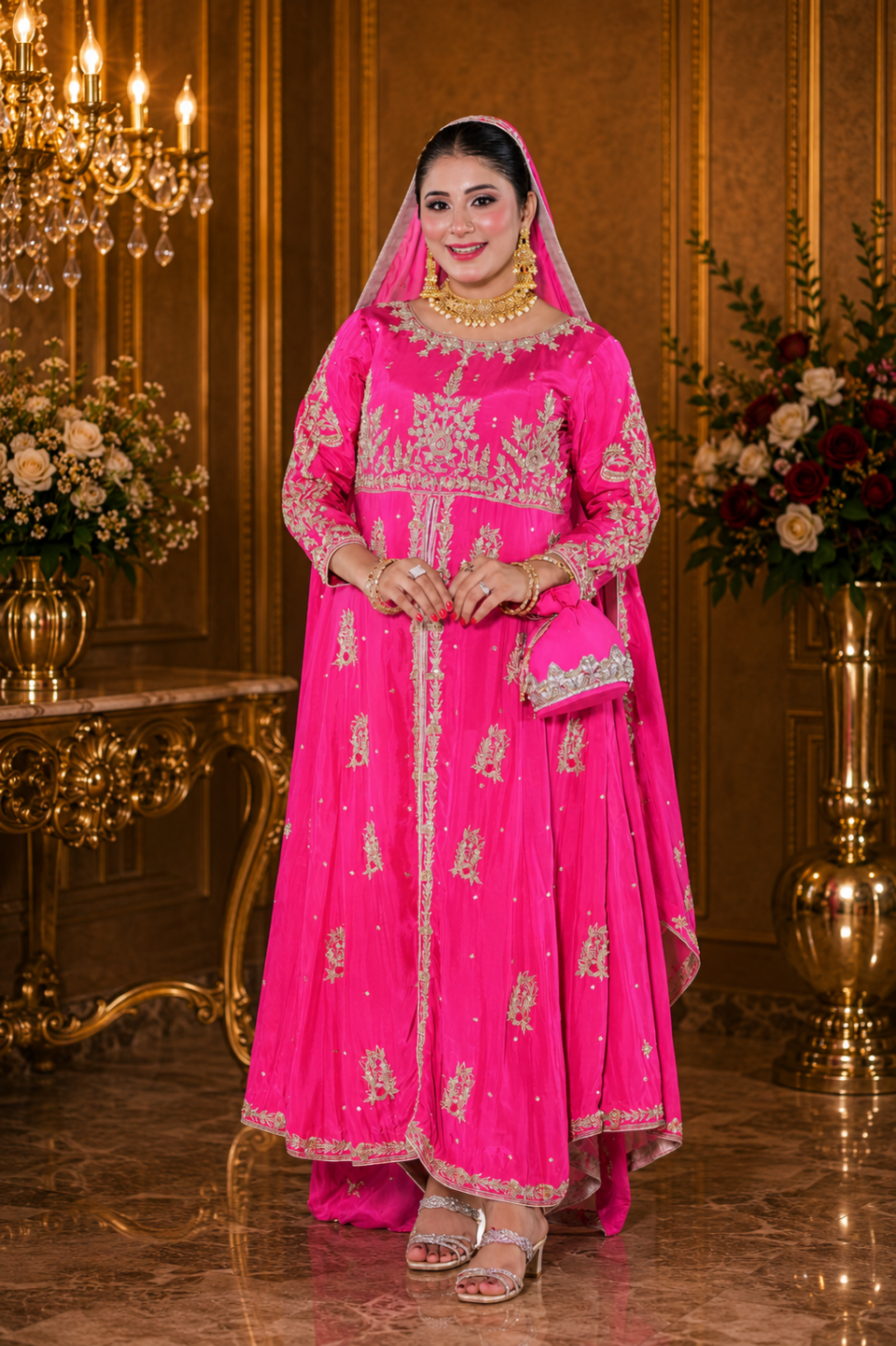 Golden Bloom – Open Style Tassel Silk Fancy Frock Ensemble