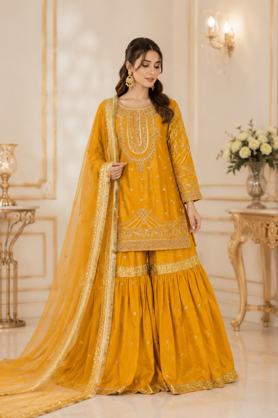 Mehndi Dress Shirt Gharara