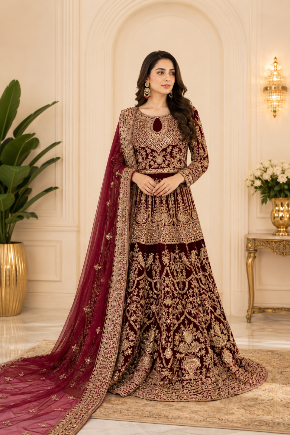 Velvet Lehenga Set
